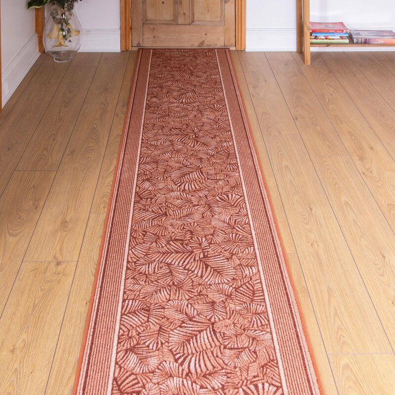 Rosalind Wheeler Almond Looped/Hooked Terracotta Hallway Runner Rug